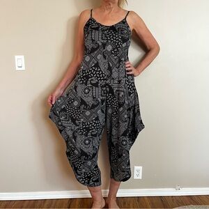 India Boutique Black and White Patterned Jumpsuit